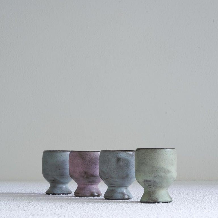 Mid Century Studio Pottery Egg Cups Set of 4 For Sale 4