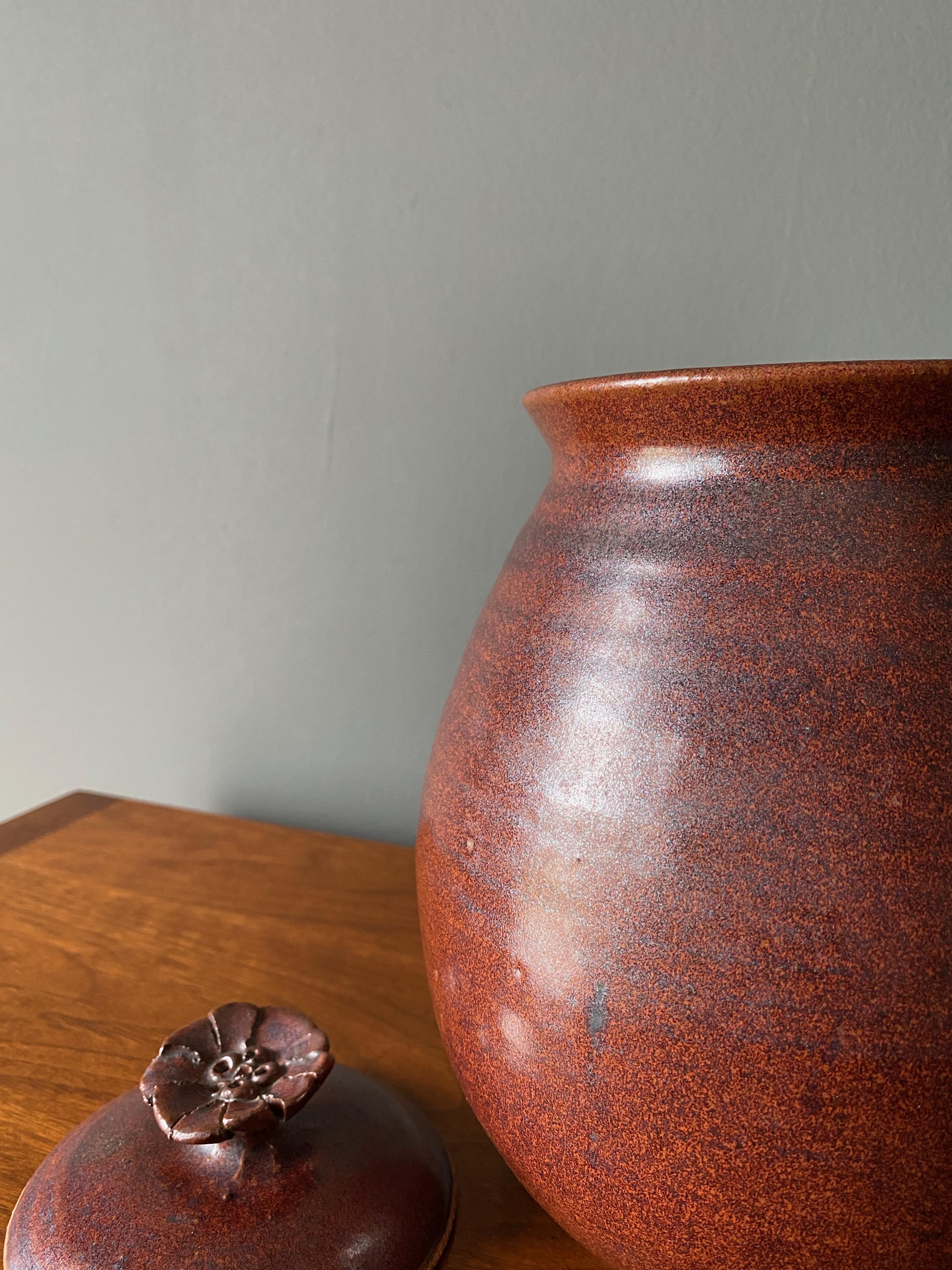 Mid Century Studio Pottery Lidded Ceramic Jar For Sale 2