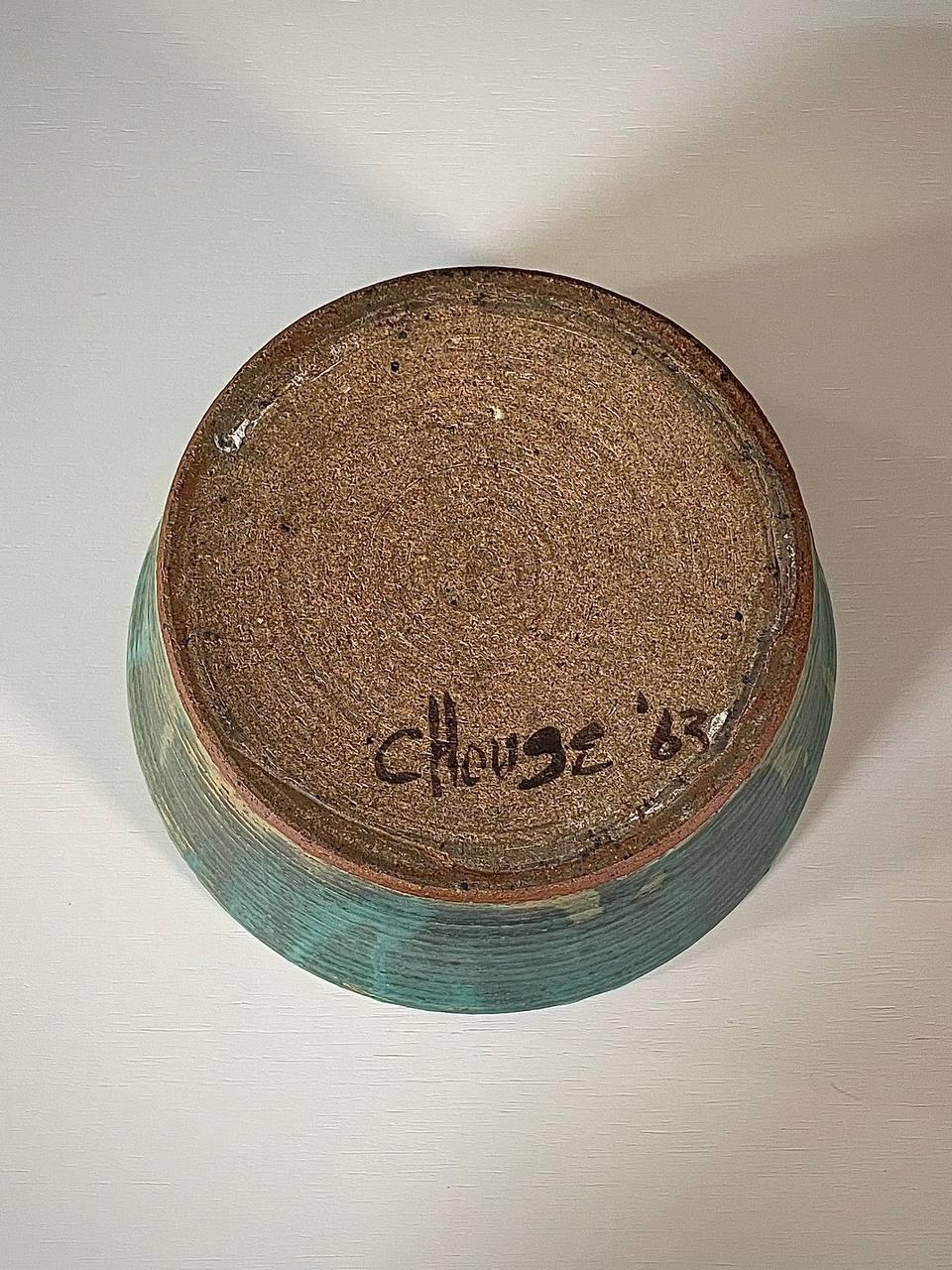 Vase à couvercle Studio Pottery du milieu du siècle dernier avec glaçure verte trempée en vente 1