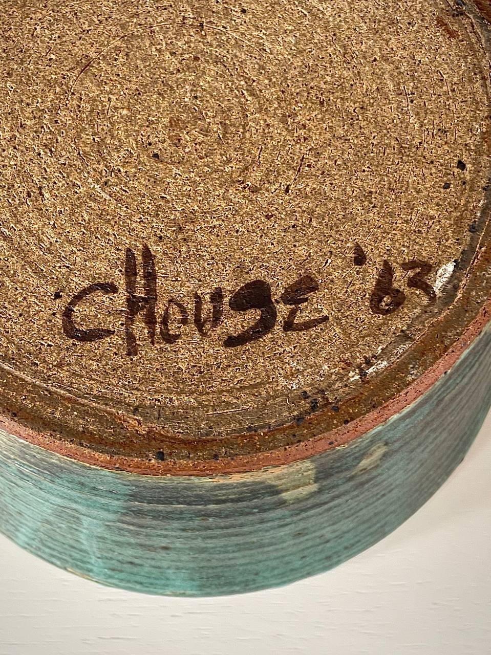 Vase à couvercle Studio Pottery du milieu du siècle dernier avec glaçure verte trempée en vente 2