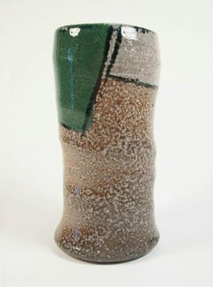 Mid Century Studio Pottery Stoneware Vase - Hand Painted - Signed - Circa 1970's