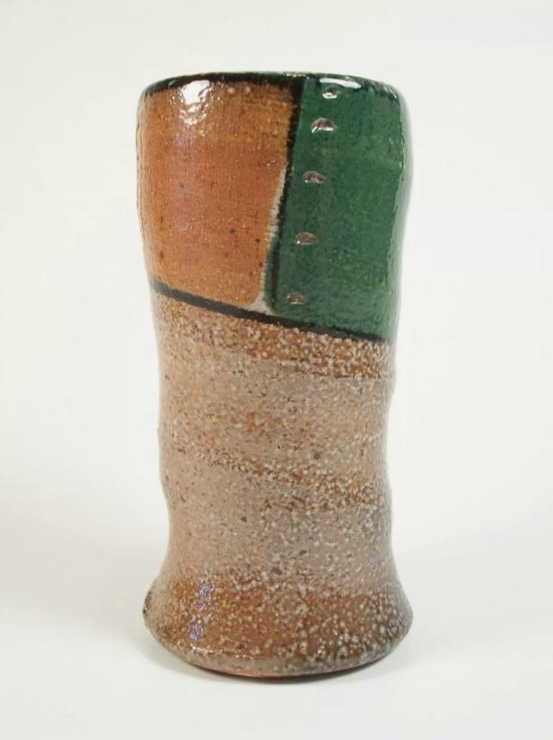 Mid-Century moderno Vaso in gres di Studio Pottery del Mid Century - Dipinto a mano - Firmato - Anni '70 Circa in vendita