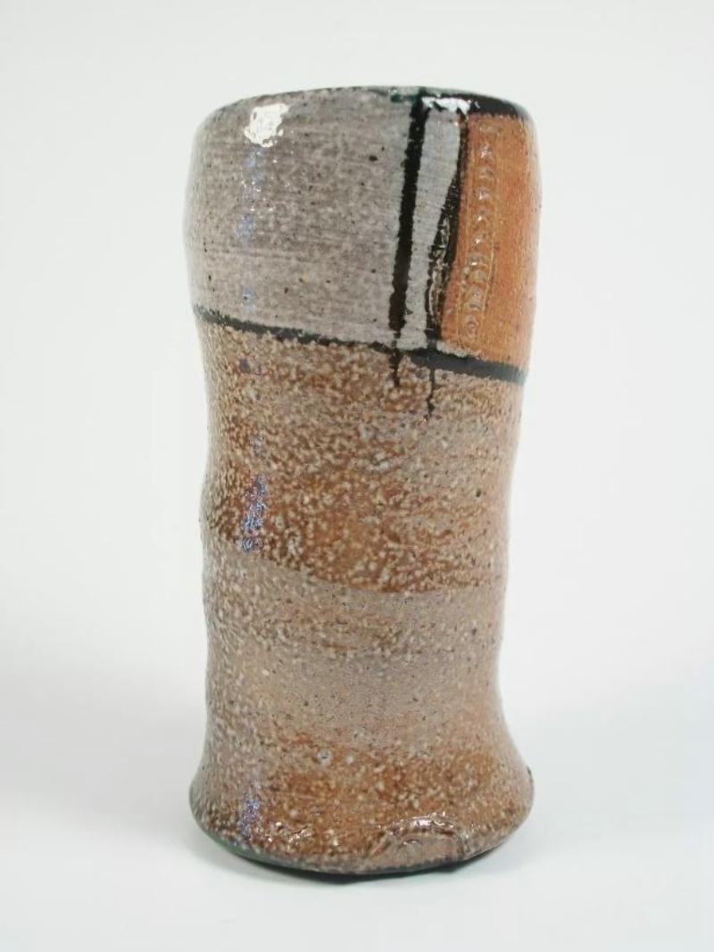 Smaltato Vaso in gres di Studio Pottery del Mid Century - Dipinto a mano - Firmato - Anni '70 Circa in vendita