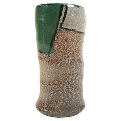Mid Century Studio Pottery Stoneware Vase - Hand Painted - Signed - Circa 1970's
