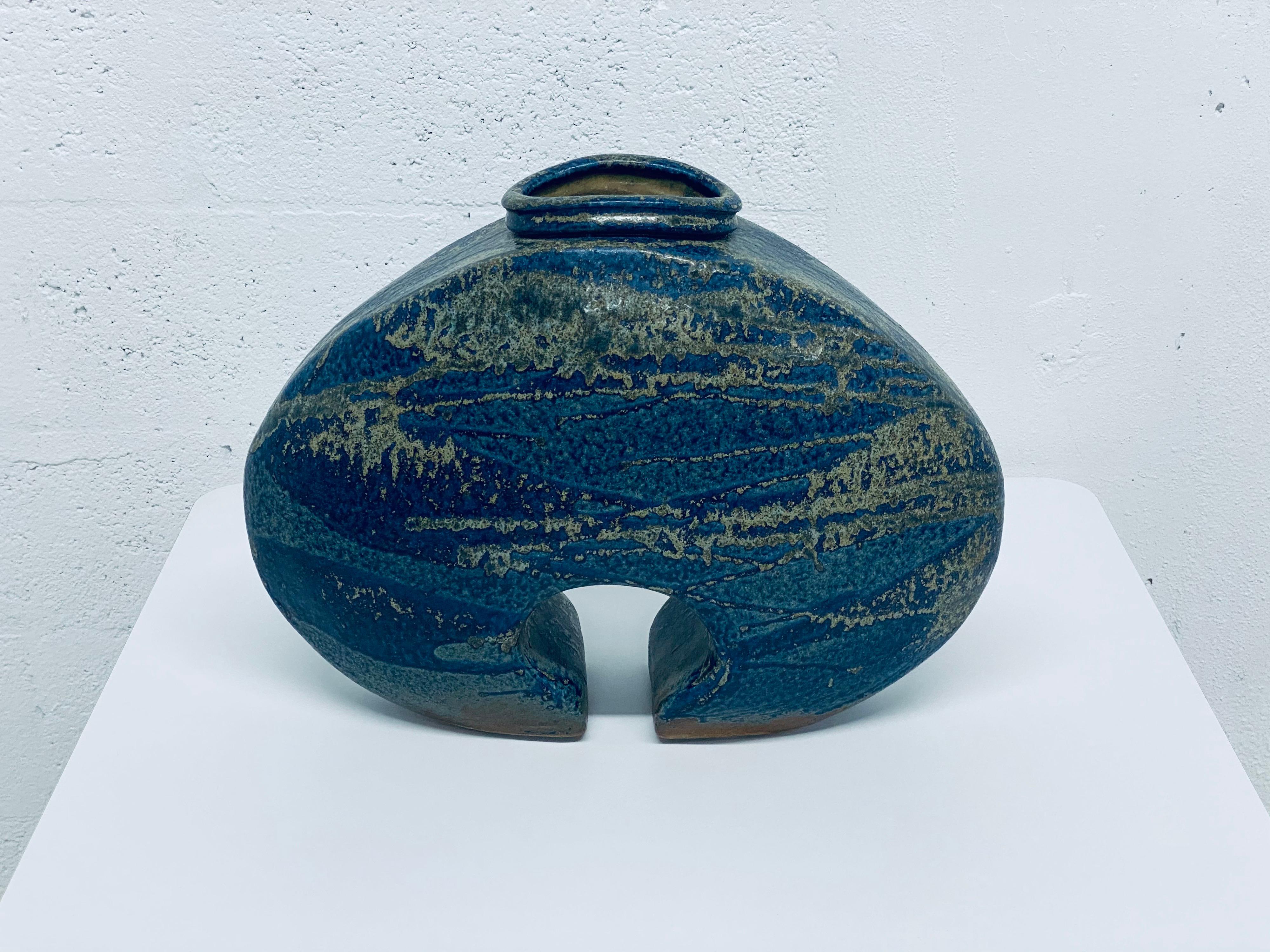 Mid-Century Studio Pottery Vase by Aleph Hammer, Signed In Good Condition For Sale In Miami, FL