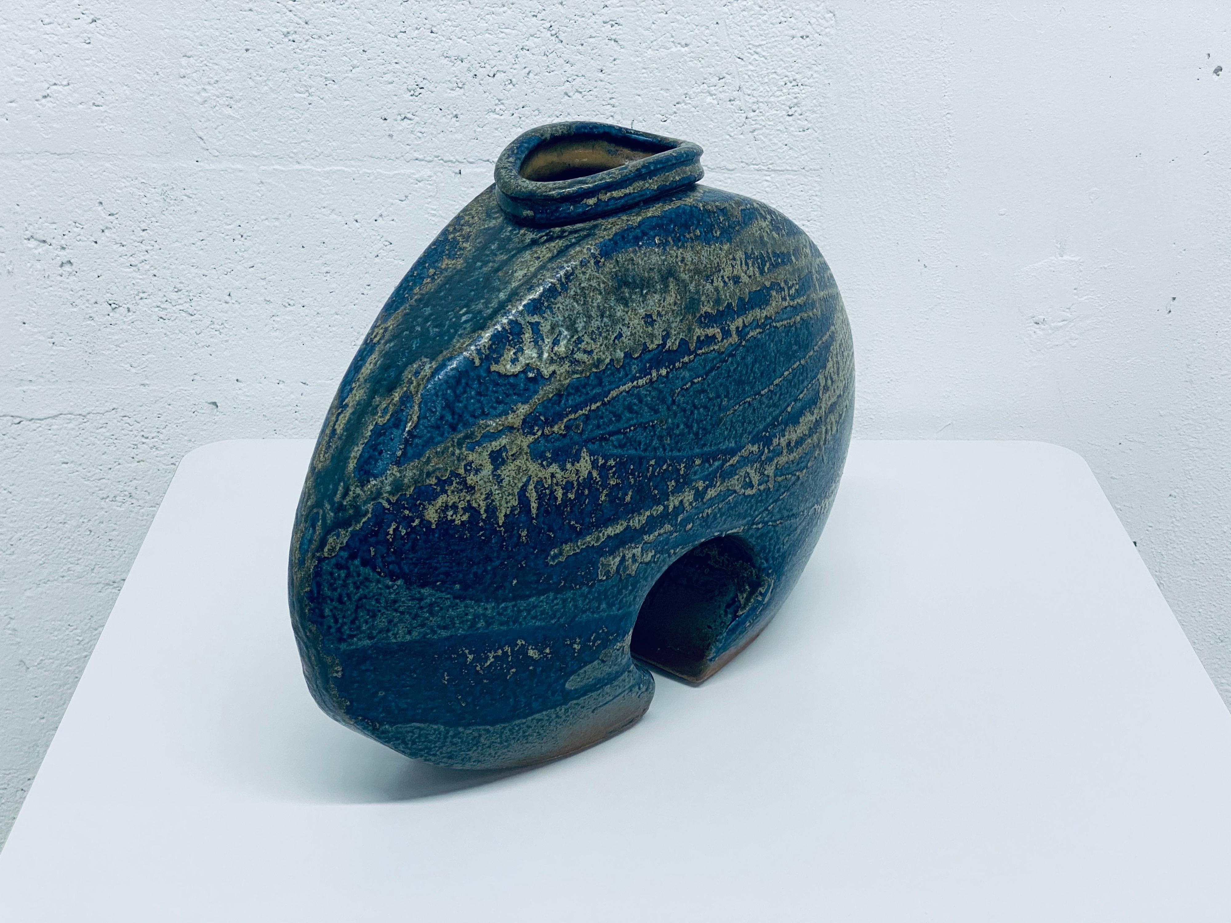 Late 20th Century Mid-Century Studio Pottery Vase by Aleph Hammer, Signed For Sale