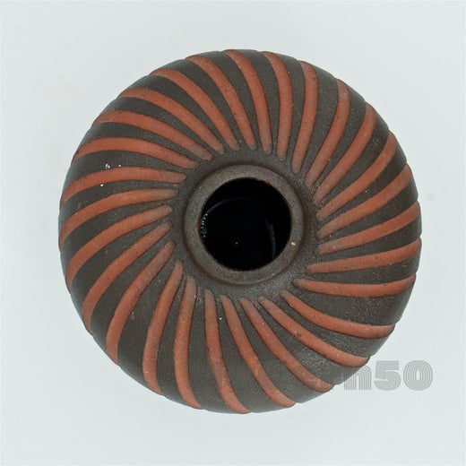 Midcentury Studio Pottery Vase Sgraffitto Striped Cabinmodern