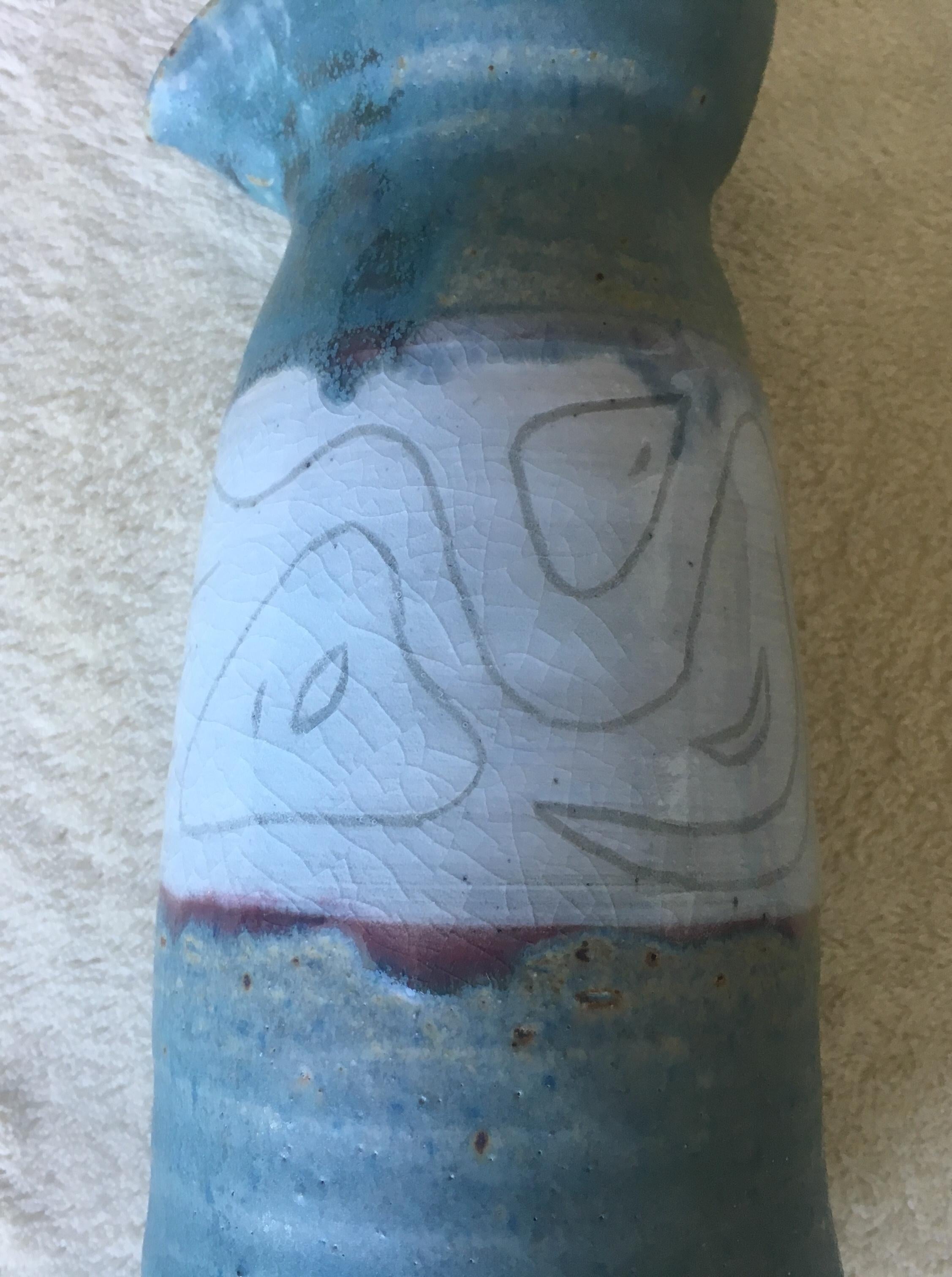 American Midcentury Studio Pottery Vase, Signed For Sale 1