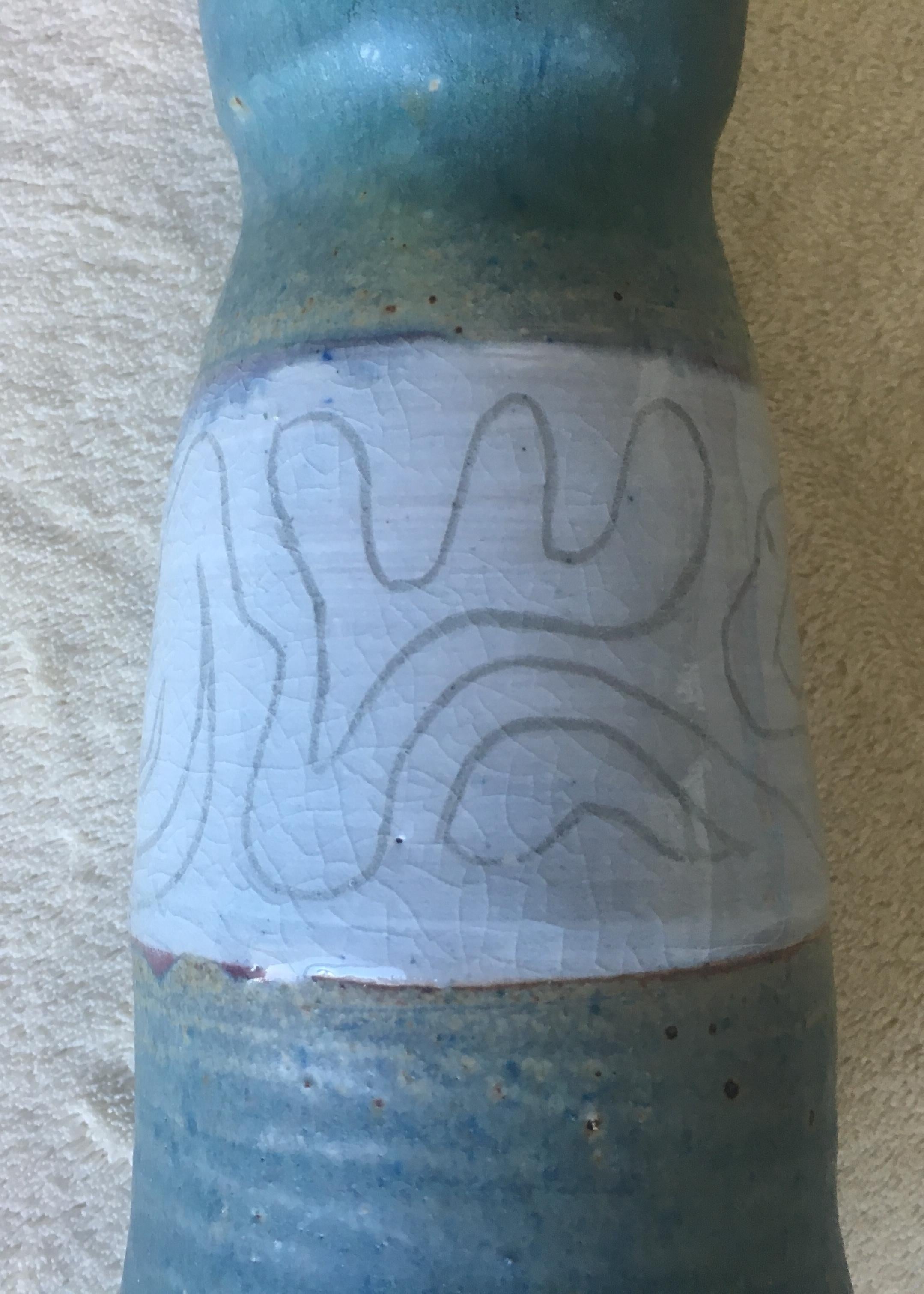 American Midcentury Studio Pottery Vase, Signed For Sale 2