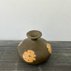 Mid Century Studio Pottery Weed Pot Vase with Four Flowers, 3.5”