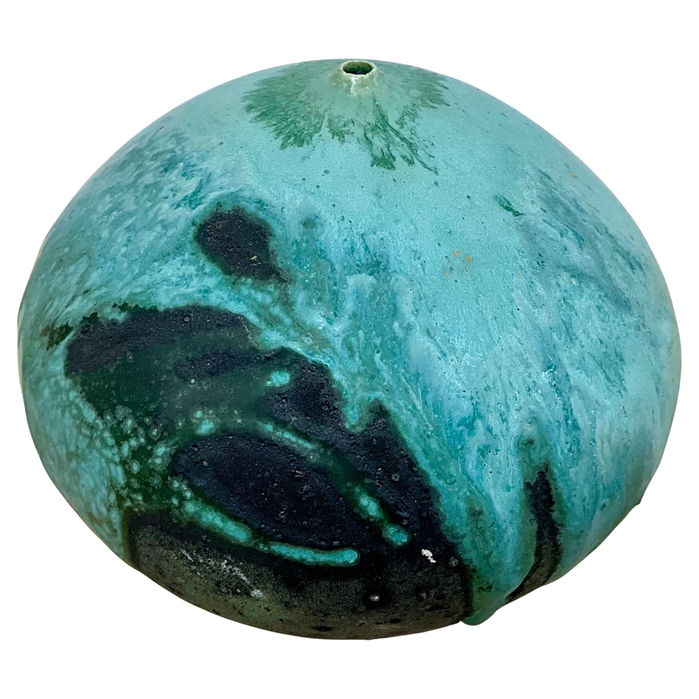 Mid-Century Studio Pottery Weed Pot with Lava Glaze, Illegible Signature