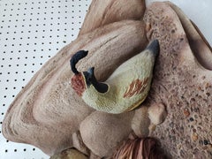 Mid-Century Style 3D Sculptural Wall Landscape with Rocks and Quails