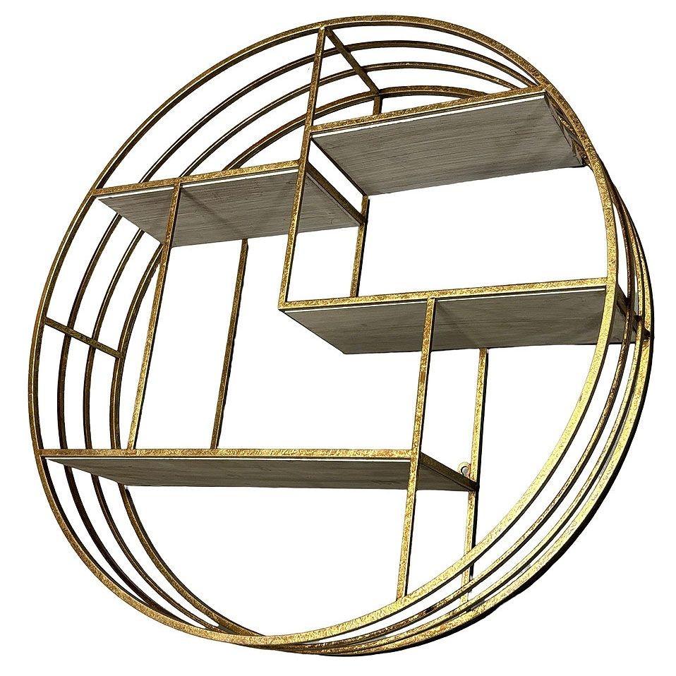 American Mid-century Style 4-Tier Round Brass Colored Wall Hanging Shelf For Sale