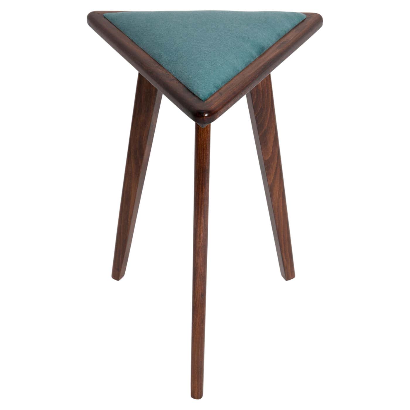 Mid-Century Style Acqua Velvet Triangle Medium Stool, by Vintola Studio ...