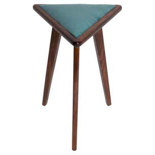 Mid-Century Style Acqua Velvet Triangle Medium Stool, by Vintola Studio ...