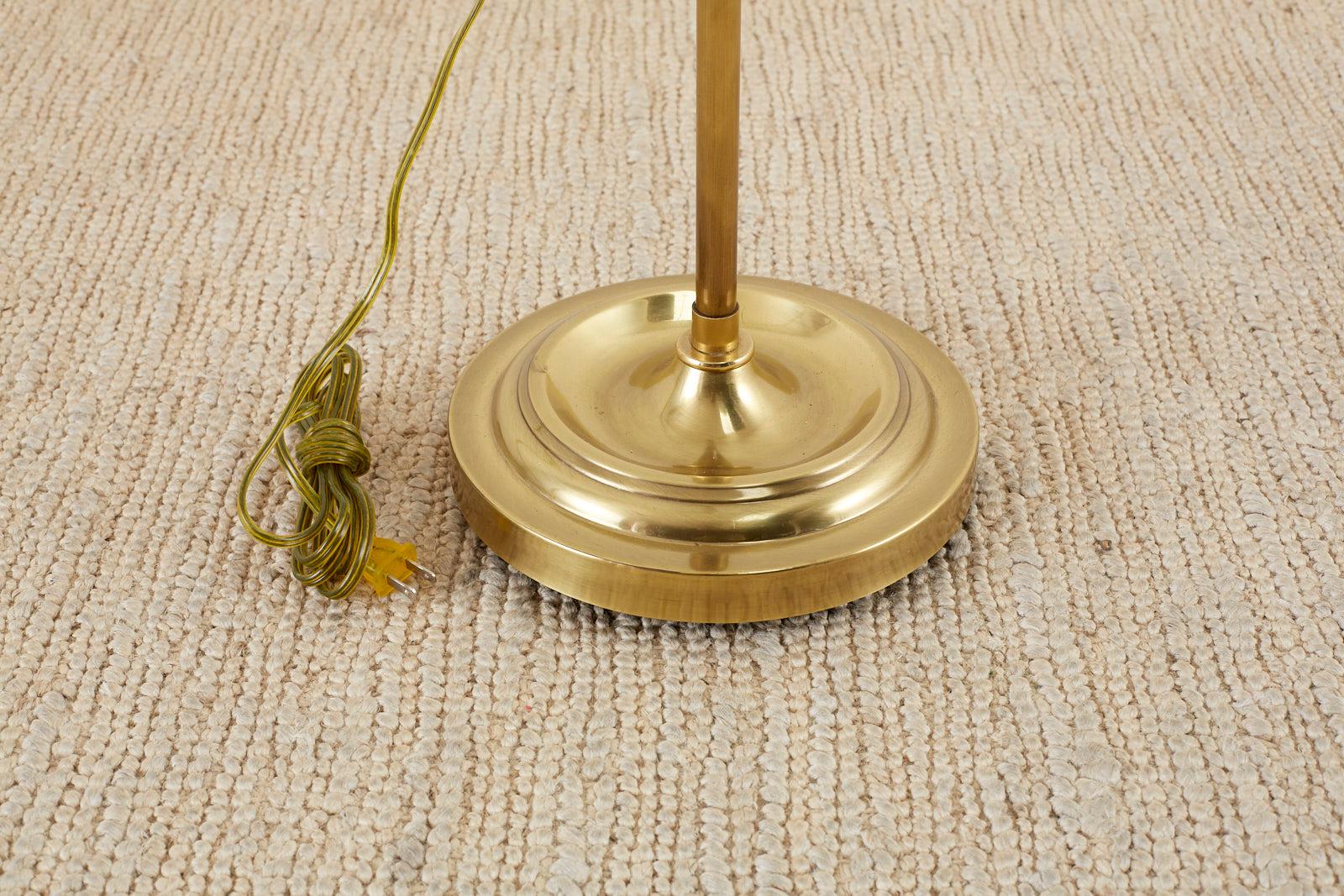 American Midcentury Style Adjustable Brass Pharmacy Floor Lamp