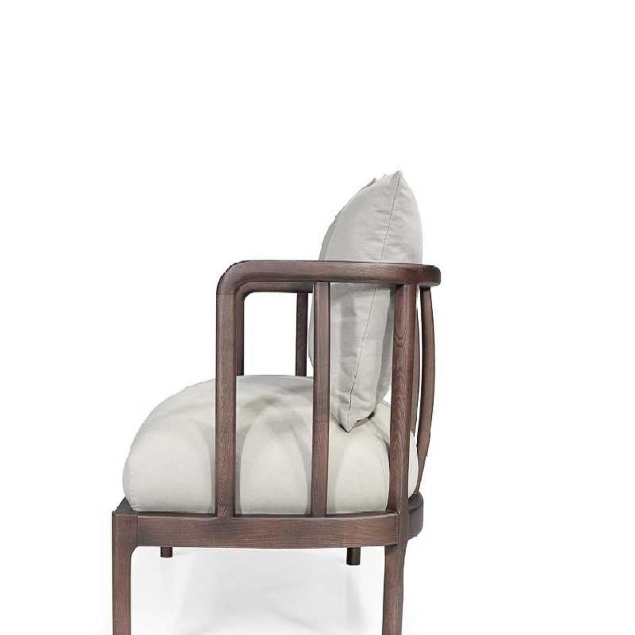 Contemporary Mid-Century Style Armchair In White Frame & Rose Blossom Resistant Velvet For Sale