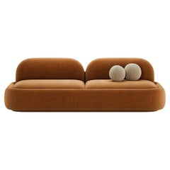 Mid-Century Style Banjo Sofa in Chenille by Mavo Atelier, Handmade in Portugal