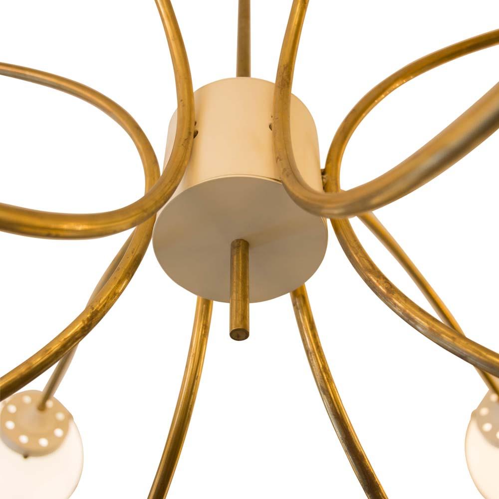 Mid-Century Modern Midcentury Style Blown Glass Shades on Brass Metal Structure by Diego Mardegan