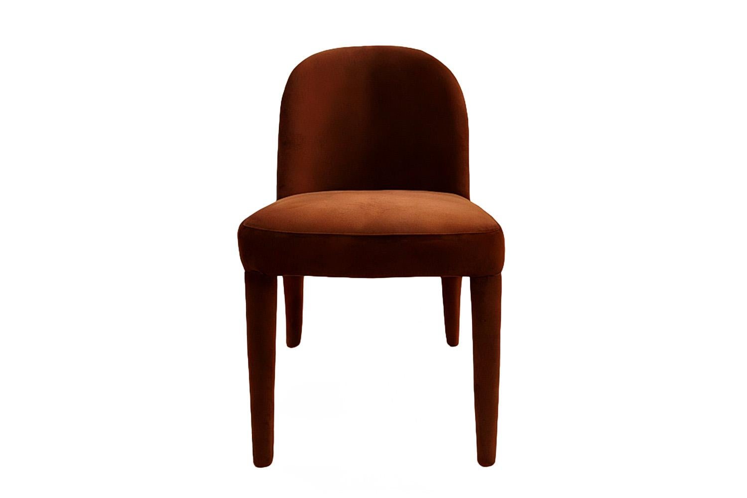 Espagnol Chaise de salle à manger moderne en velours bleu du milieu du siècle The Eclipse en vente
