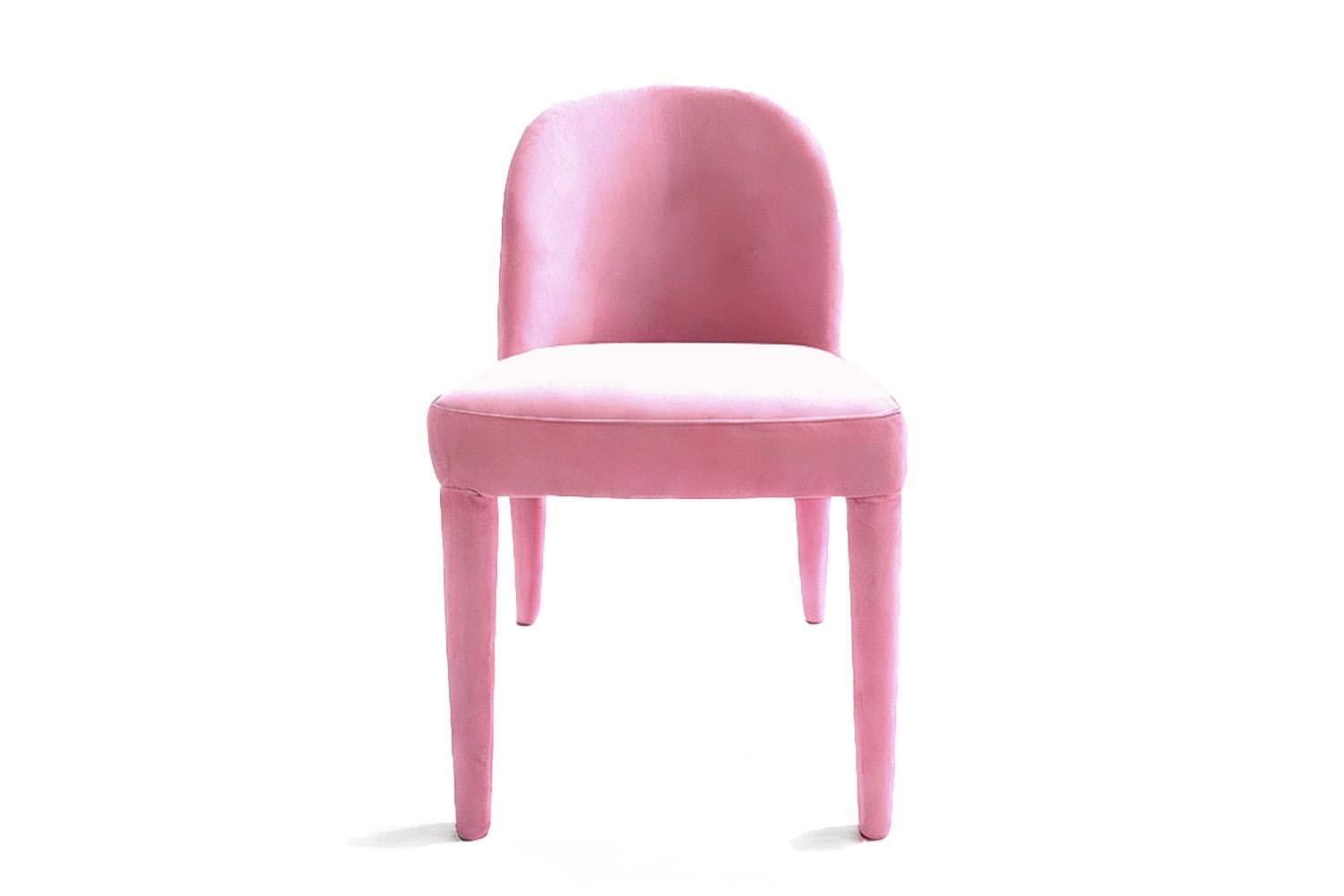 Chaise de salle à manger moderne en velours bleu du milieu du siècle The Eclipse Neuf - En vente à Almería, ES