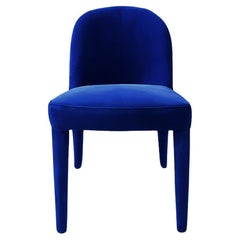 Silla de comedor moderna de mediados de siglo de terciopelo azul Eclipse