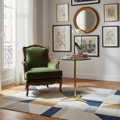Mid-Century Style Brass and Glass Guéridon Side Table, 21th Century