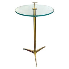 Mid-Century Style Brass and Glass Guéridon Side Table, 21th Century