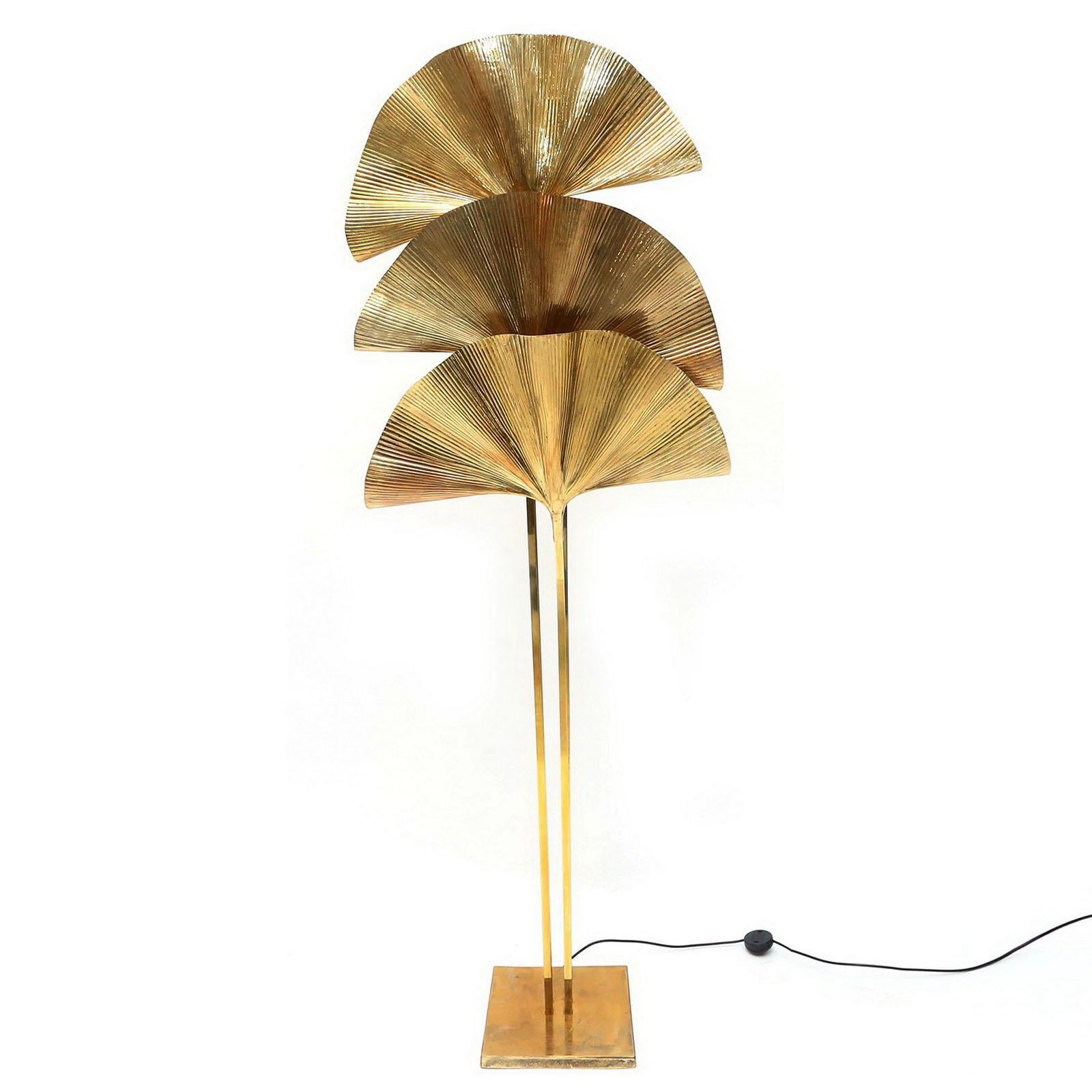 Late 20th Century Tommaso Barbi Mid-Century Modern Italian Brass Floor Lamp 