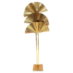 Mid-Century Style Brass Floor Lamp Ginkgo Leaves