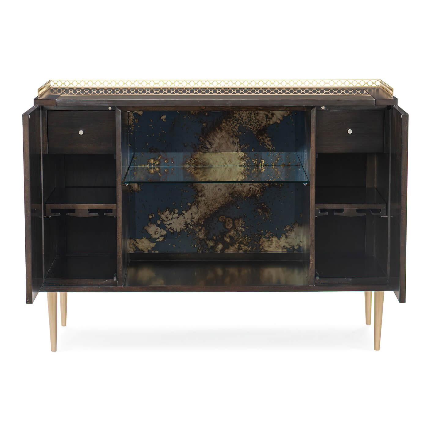 Mid-Century Modern Mid Century Style Bronzed Ebony Bar Cabinet For Sale