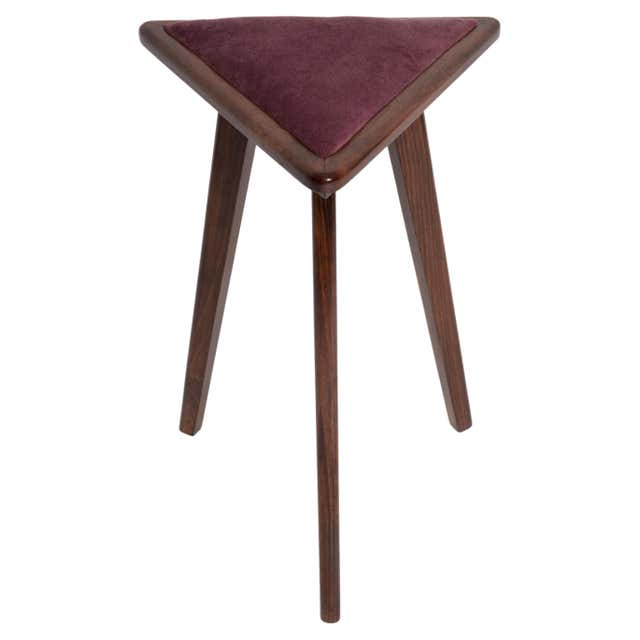 Mid-Century Style Blue Velvet Triangle Medium Stool, by Vintola Studio ...
