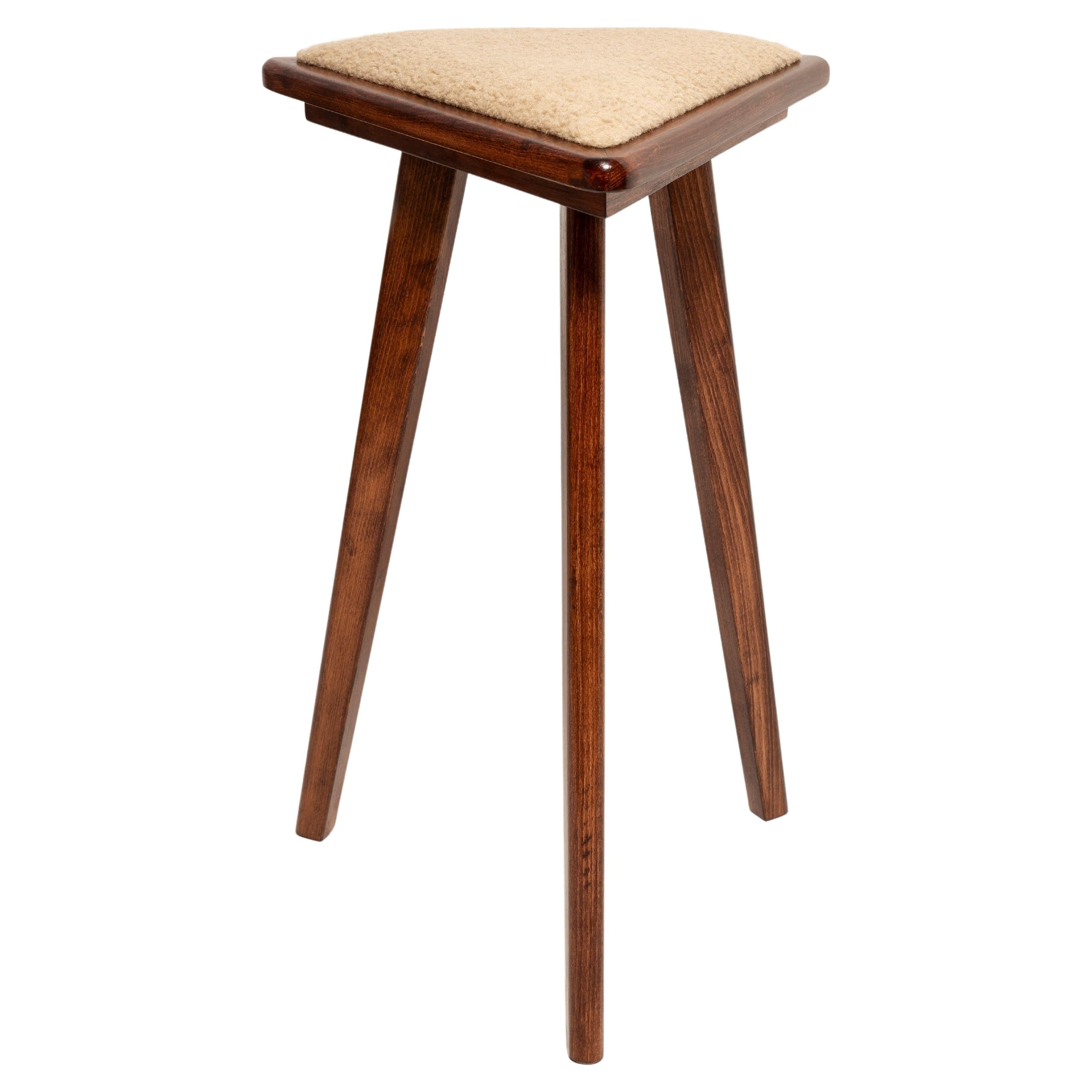 Mid-Century Style Camel Boucle Triangle Medium Stool, by Vintola Studio, Europe For Sale