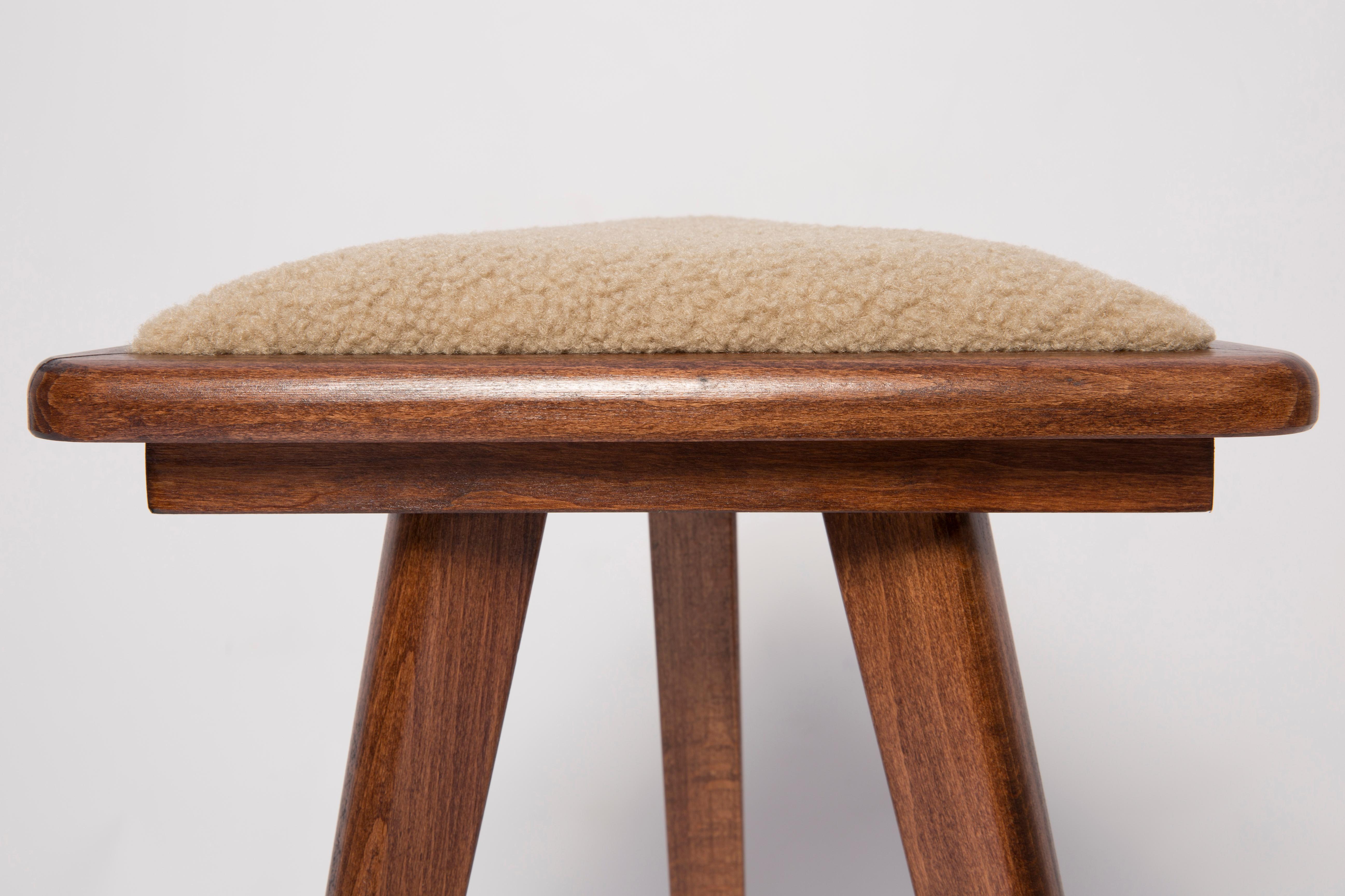 Mid Century Style Camel Boucle Triangle Stool, by Vintola Studio, Europe For Sale 2