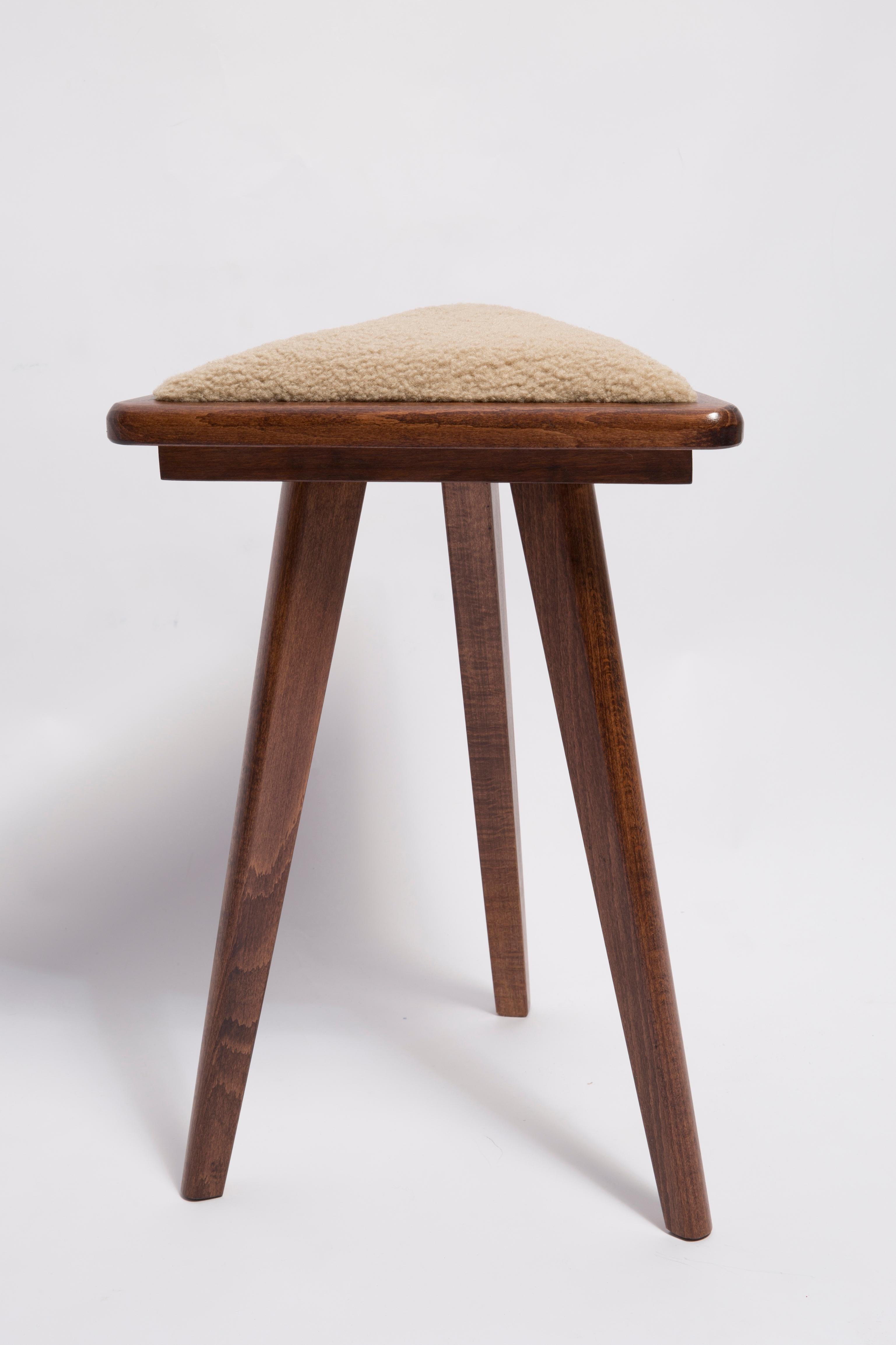 Polish Mid Century Style Camel Boucle Triangle Stool, by Vintola Studio, Europe For Sale