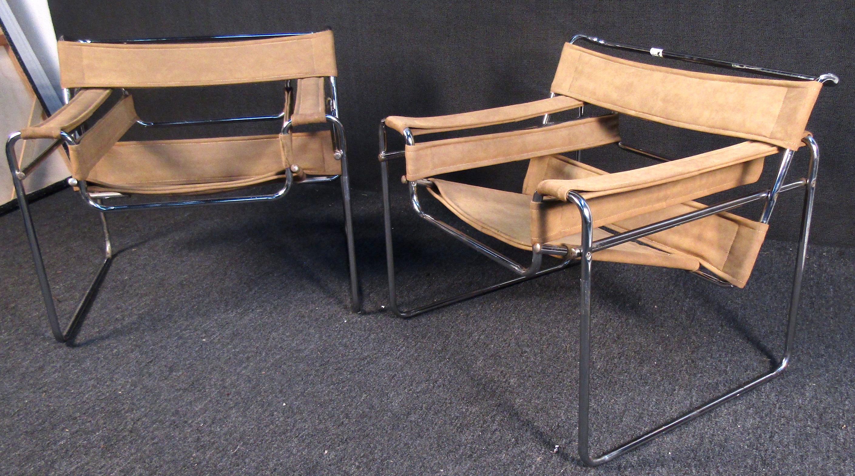 Polished Mid-Century Style Chrome Armchairs