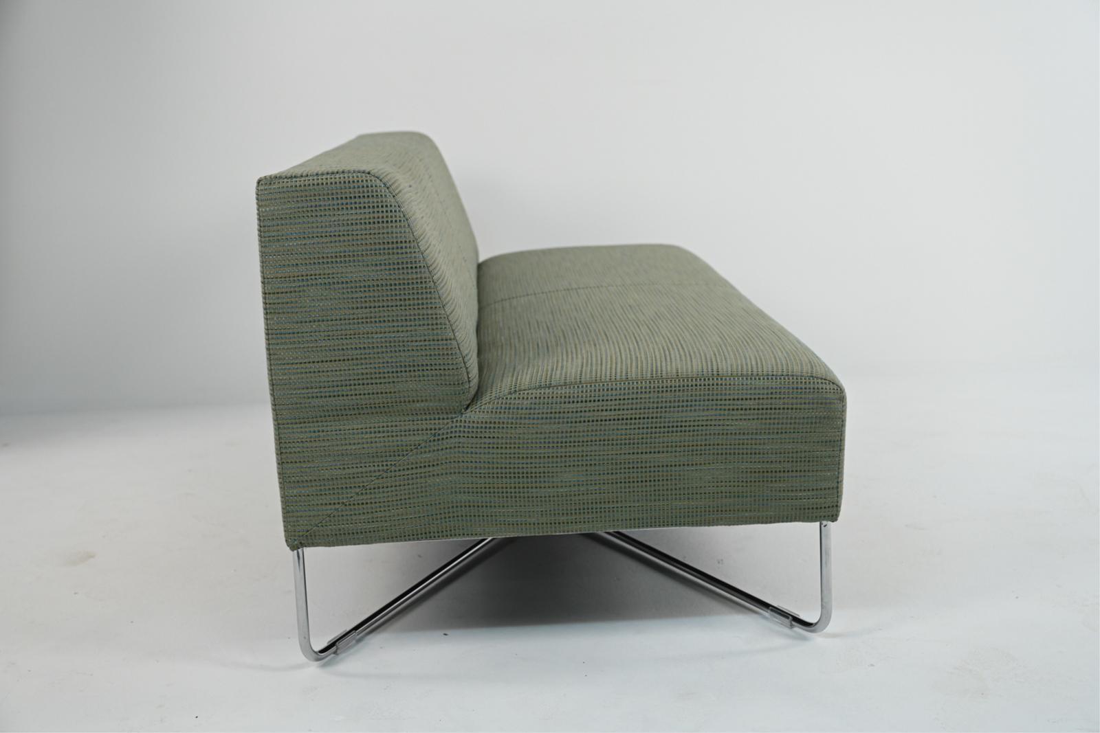 Upholstery Mid Century Style Chrome Banquette Settee Sofa Jeffrey Bernett