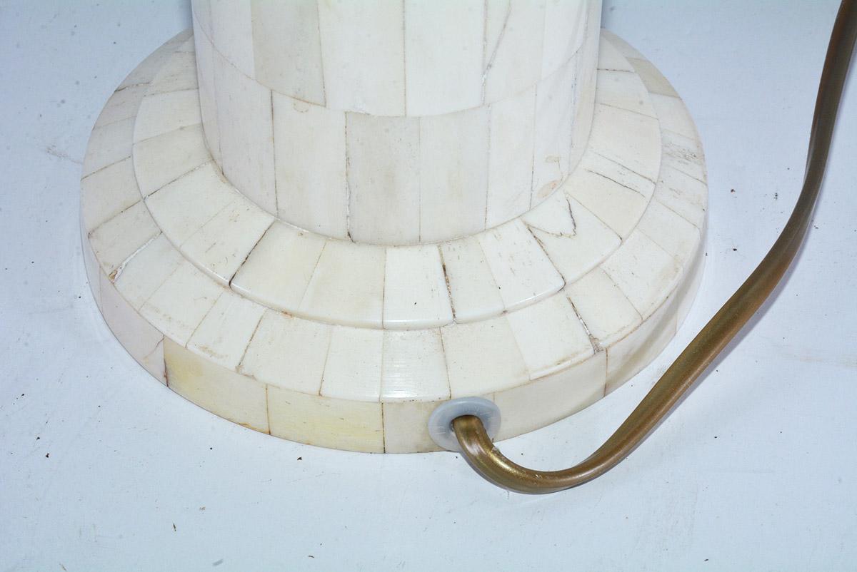 Contemporary Petite Midcentury Style Column Shape Bone Mosaic Lamps