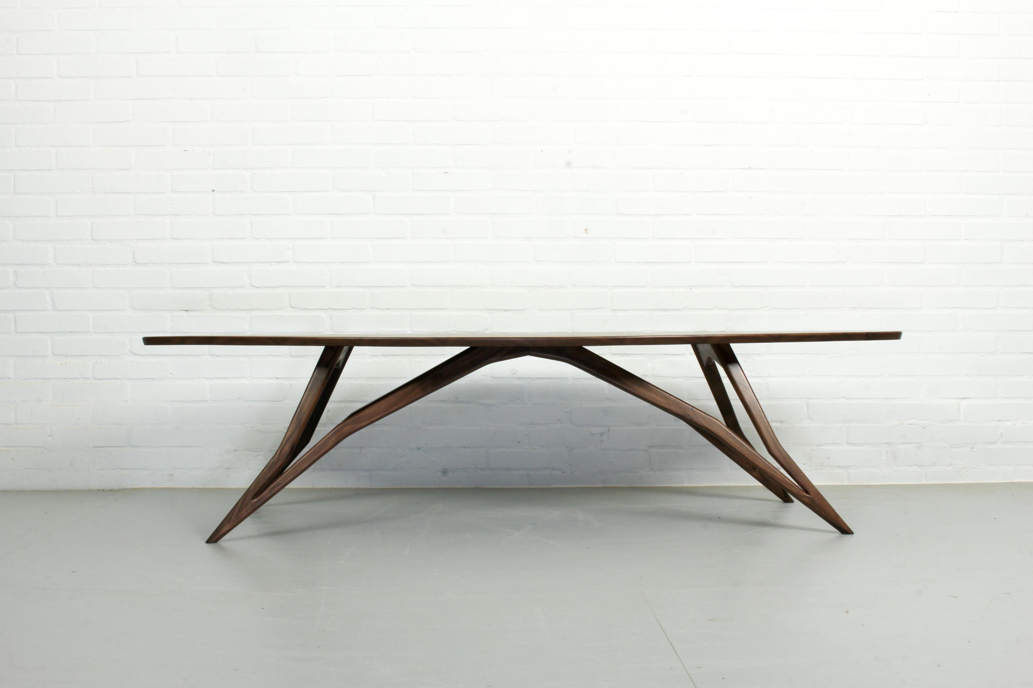 New American nut coffee table with beautiful organic shapes, shows great craftsmanship’s. One of a kind and absolutely stunning.