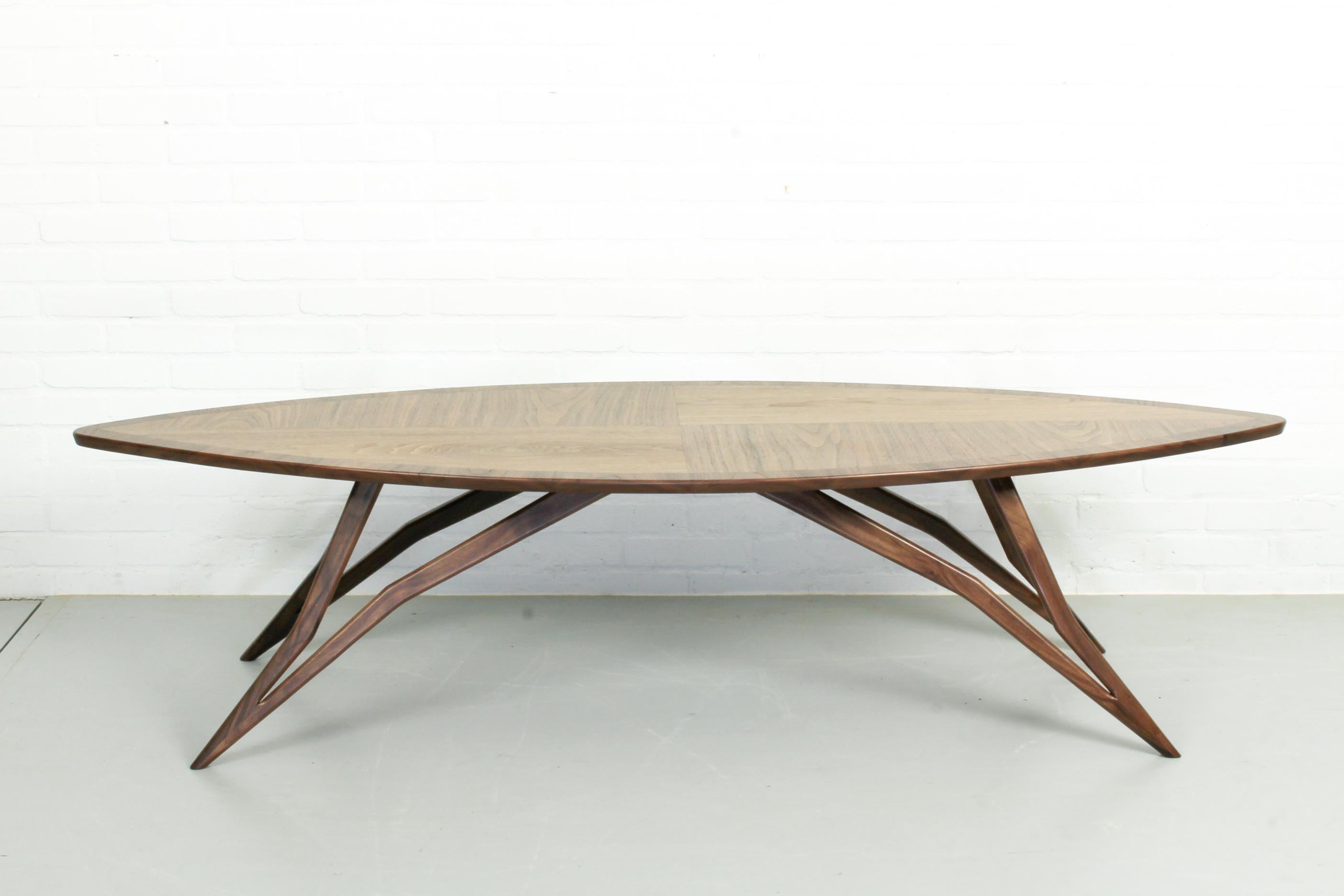 Mid-Century Modern Midcentury Style Curved American Nut Coffee Table For Sale