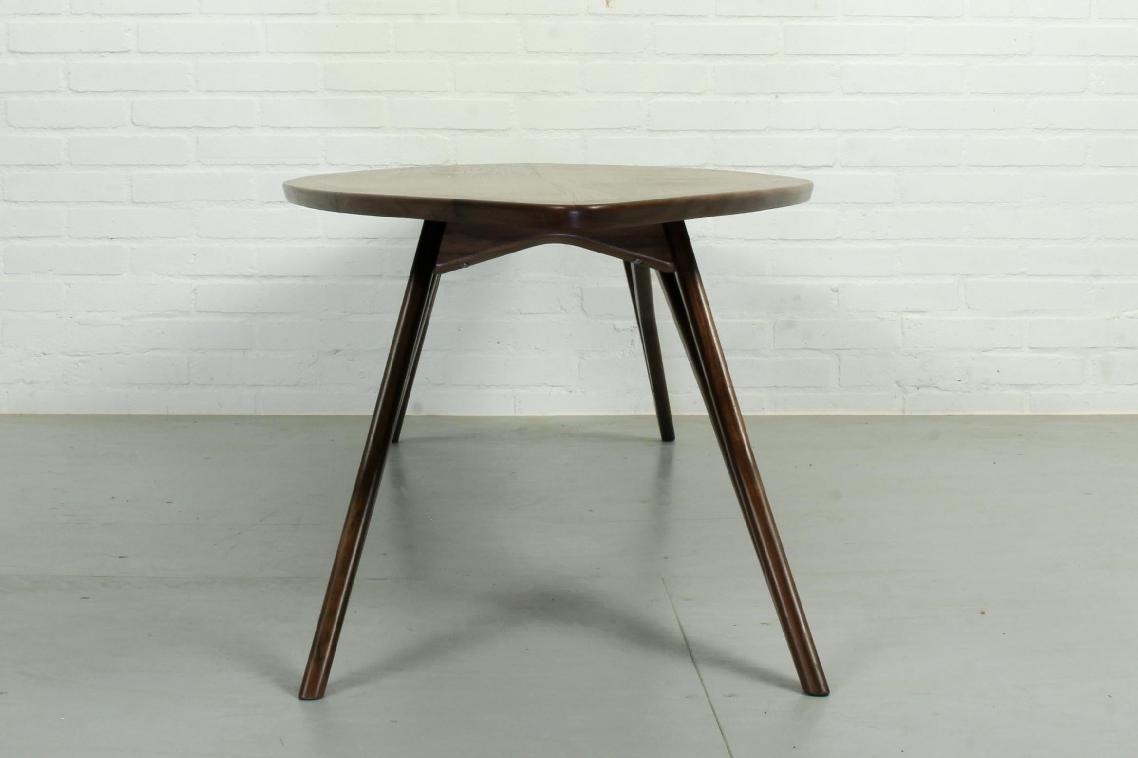 20th Century Midcentury Style Curved American Nut Coffee Table For Sale