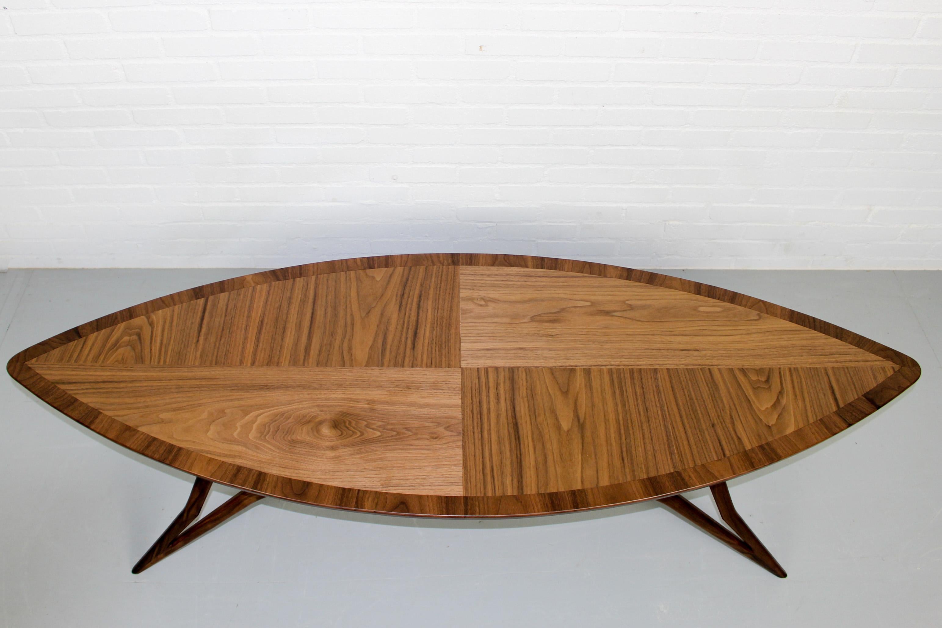 Midcentury Style Curved American Nut Coffee Table For Sale 2