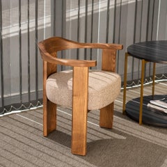 Mid-Century Style Ash Rose Velvet Dining Chair In Grey Oak Finish