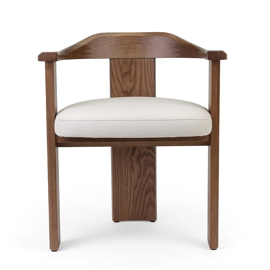 XXI secolo e contemporaneo Sedia da pranzo in velluto Ash Rose in stile metà secolo con finitura Oak Oak grigio in vendita