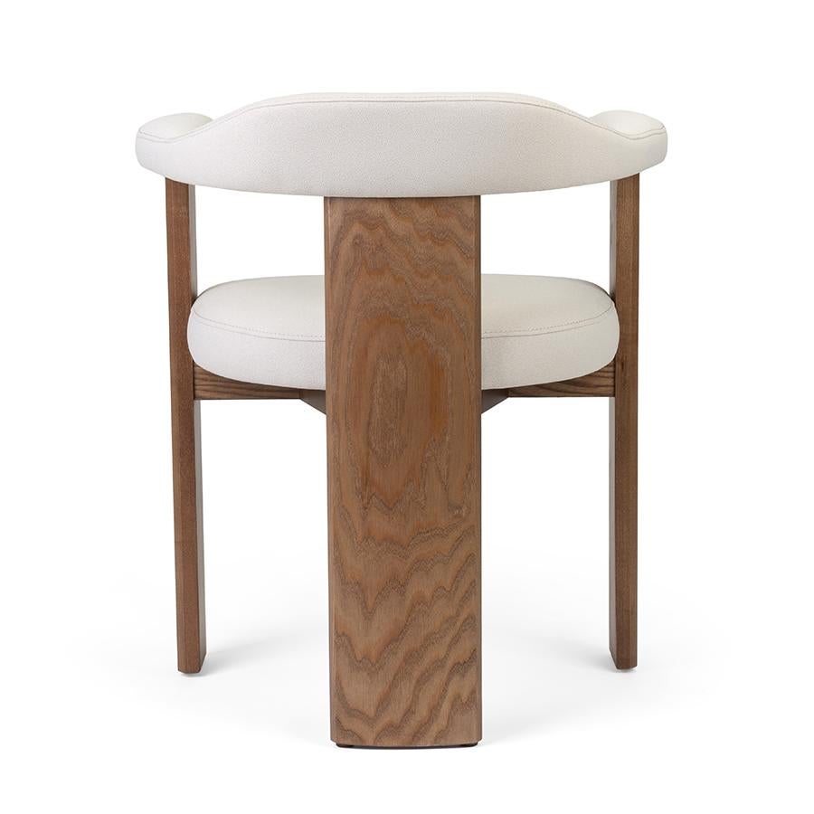 Tappezzeria Sedia da pranzo in velluto Ash Rose in stile metà secolo con finitura Oak Oak grigio in vendita