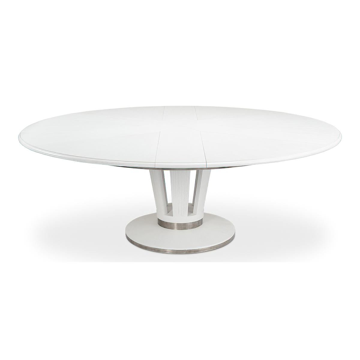 Vietnamese Mid Century Style Extension Dining Table, Bold White