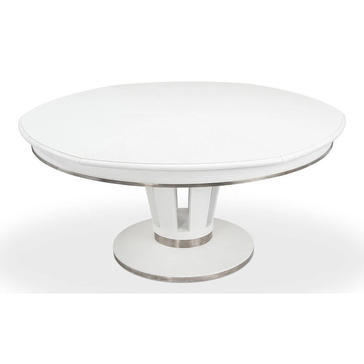 Contemporary Mid Century Style Extension Dining Table, Bold White