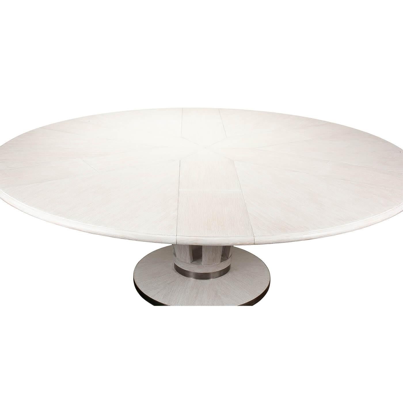 Contemporary Mid Century Style Extension Dining Table - White Wash