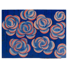 Floral de mediados de siglo tallado y pintado sobre madera, sin enmarcar, Siglo XX, EE.UU.