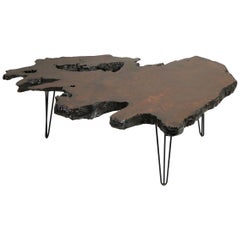 Mid Century Style Free Edge Live Edge Redwood Coffee Table